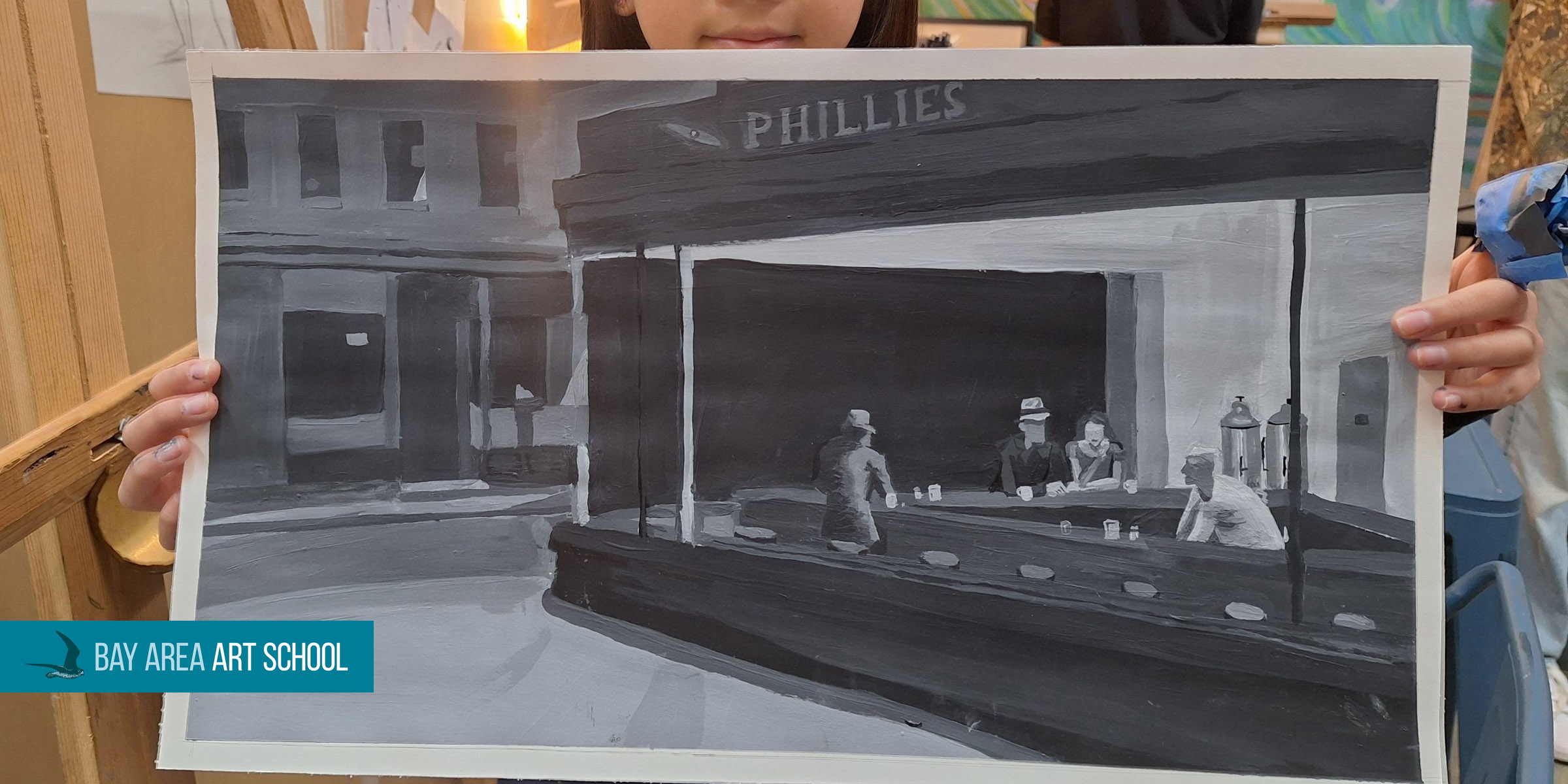 Student master copy painting at Bay Area Art School in Pacifica
